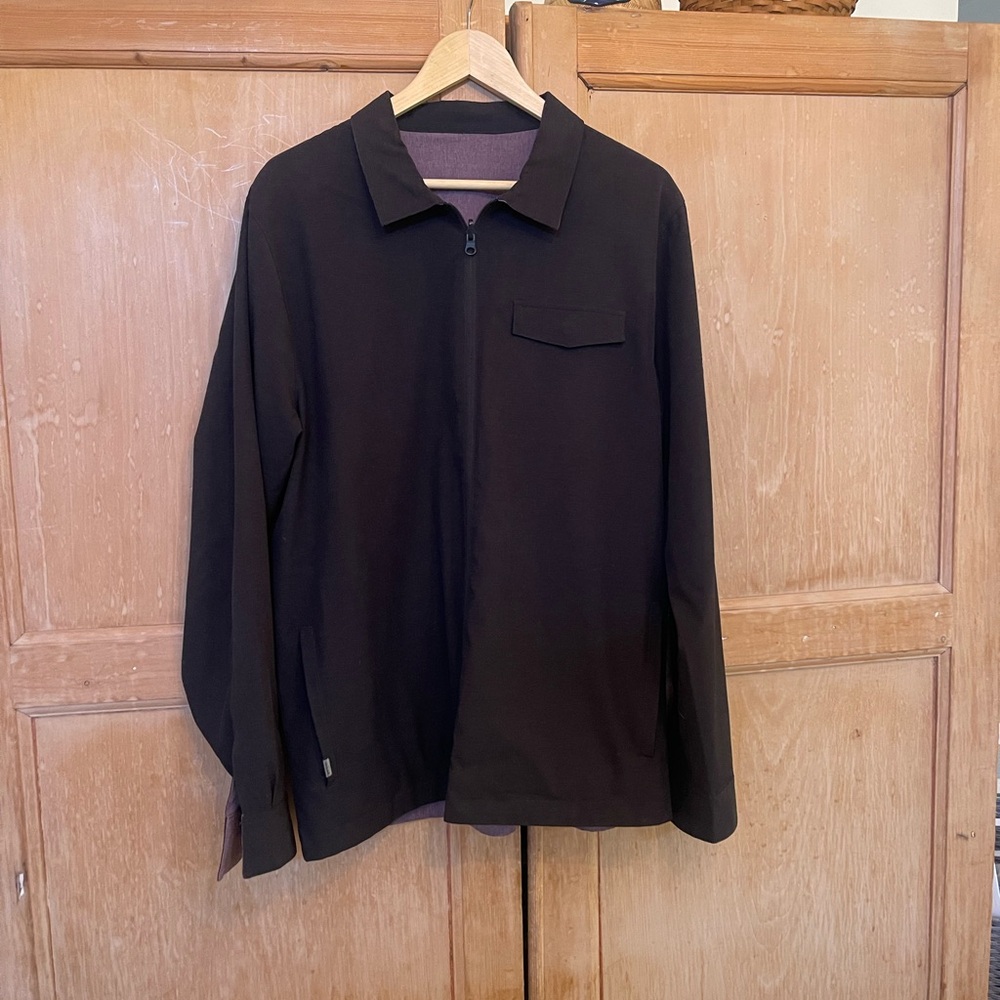 Travis Mathew - Reversible Black / Heathered Red/Mauve Men's Black Jacket Large